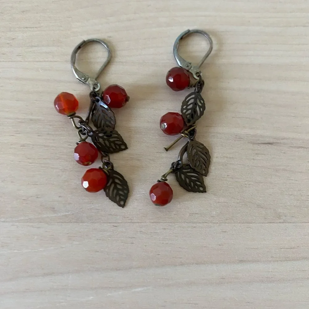 Y2K Handmade Leaf & Fall Berry Earrings